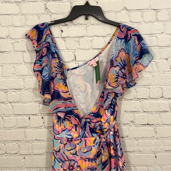 Lilly Pulitzer Womens Dress XS Marianna Nauti Navy Boho Bateau Wrap Midi NWT - Picture 3 of 9